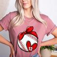 Womens Custom Baseball Mom Number 12 Heart For Mom Mommy Premium Women's Heather T-Shirt Heather Mauve