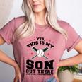 Yes This Is My Son Out There Baseball Mom Women's Heather T-Shirt Heather Mauve Yes This Is My Son Out There Baseball Mom Women's Heather T-Shirt Heather Mauve