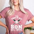 Yes This Is My Son Out Baseball Mom Women's Heather T-Shirt Heather Mauve Yes This Is My Son Out Baseball Mom Women's Heather T-Shirt Heather Mauve