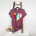 Autism Baseball Heart Autism Puzzle Baseball Mom Women's Heather T-Shirt Heather Maroon Autism Baseball Heart Autism Puzzle Baseball Mom Women's Heather T-Shirt Heather Maroon