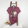 Baseball Game Day Vibes Baseball Mom Mama Leopard Cute Women's Heather T-Shirt Heather Maroon