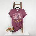 Baseball Mom Crossed Bats With Ball On Fire Distressed Women's Heather T-Shirt Heather Maroon