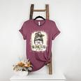 Bleached Messy Bun Game Day Vibes Baseball Mom Game Day Women's Heather T-Shirt Heather Maroon Bleached Messy Bun Game Day Vibes Baseball Mom Game Day Women's Heather T-Shirt Heather Maroon