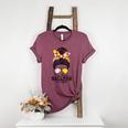 Busy Raising Ballers Softball Messy Bun Baseball Mom Women's Heather T-Shirt Heather Maroon