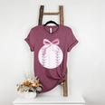Coquette Baseball Mom Pink Bow Baseball Mama Women's Heather T-Shirt Heather Maroon Coquette Baseball Mom Pink Bow Baseball Mama Women's Heather T-Shirt Heather Maroon