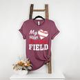My Heart Is On That Field Baseball Player Baseball Mom Women's Heather T-Shirt Heather Maroon