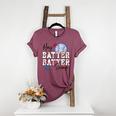 Hey Batter Batter Swing Graphic For Baseball Moms Women's Heather T-Shirt Heather Maroon Hey Batter Batter Swing Graphic For Baseball Moms Women's Heather T-Shirt Heather Maroon