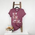 Hit Run Steal Baseball Mom For Women Baseball Women's Heather T-Shirt Heather Maroon Hit Run Steal Baseball Mom For Women Baseball Women's Heather T-Shirt Heather Maroon