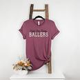Kinda Busy Raising Ballers Funny Baseball Mom Mother's Day Women's Heather T-Shirt Heather Maroon