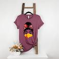 Messy Bun Baseball Mom Turkey Face Matching Thanksgiving Women's Heather T-Shirt Heather Maroon Messy Bun Baseball Mom Turkey Face Matching Thanksgiving Women's Heather T-Shirt Heather Maroon