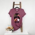 Mom Of Ballers Messy Bun Football Mom Baseball Mom Of Both Women's Heather T-Shirt Heather Maroon