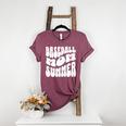 Retro Baseball Mom Summer Groovy Appreciation Premium Women's Heather T-Shirt Heather Maroon