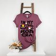 In My Softball Baseball Mom Era Retro Groovy Mom Of Both Women's Heather T-Shirt Heather Maroon In My Softball Baseball Mom Era Retro Groovy Mom Of Both Women's Heather T-Shirt Heather Maroon