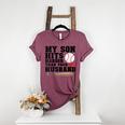 My Son Hits Harder Than Your Husband Baseball Mom Women's Heather T-Shirt Heather Maroon My Son Hits Harder Than Your Husband Baseball Mom Women's Heather T-Shirt Heather Maroon