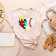 Autism Baseball Heart Autism Puzzle Baseball Mom Women's Heather T-Shirt Heather Peach Autism Baseball Heart Autism Puzzle Baseball Mom Women's Heather T-Shirt Heather Peach
