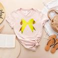 Baseball Bow Baseball Mom Women Baseball Mama Women's Heather T-Shirt Heather Peach Baseball Bow Baseball Mom Women Baseball Mama Women's Heather T-Shirt Heather Peach