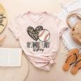 Baseball Game Day Vibes Baseball Mom Mama Leopard Cute Women's Heather T-Shirt Heather Peach