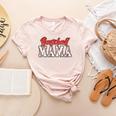 Baseball Mama Retro Groovy Baseball Mom Women Mother's Day Women's Heather T-Shirt Heather Peach