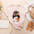 Baseball Mom Basketball Mom Of Both Messy Bun Mother's Day Women's Heather T-Shirt Heather Peach