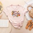 Baseball Mom With Garden Flowers Women's Heather T-Shirt Heather Peach Baseball Mom With Garden Flowers Women's Heather T-Shirt Heather Peach