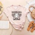 Baseball Mom Leopard Heart Game Day Women's Heather T-Shirt Heather Peach