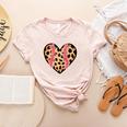 Baseball Mom Leopard Heart Valentine Day Mother Day Women's Heather T-Shirt Heather Peach