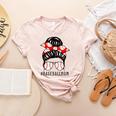 Baseball Mom Leopard Messy Bun Game Day Women's Heather T-Shirt Heather Peach