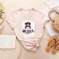 Baseball Mom Messy Bun Mommy Baseball Player Women's Heather T-Shirt Heather Peach