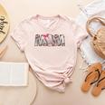 Baseball Mom With Pink Bow Women's Heather T-Shirt Heather Peach Baseball Mom With Pink Bow Women's Heather T-Shirt Heather Peach