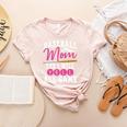Baseball Mom Baseball Pitcher Bat Gloves Baseball Player Women's Heather T-Shirt Heather Peach