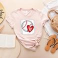 Bleached Custom Baseball Mom Number 17 Heart For Mom Women's Heather T-Shirt Heather Peach