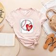 Bleached Custom Baseball Mom Number 55 Heart For Mom Women's Heather T-Shirt Heather Peach Bleached Custom Baseball Mom Number 55 Heart For Mom Women's Heather T-Shirt Heather Peach