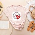 Bleached Custom Baseball Mom Number 7 Heart For Mom Women's Heather T-Shirt Heather Peach