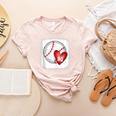Bleached Custom Baseball Mom Number 90 Heart For Mom Women's Heather T-Shirt Heather Peach Bleached Custom Baseball Mom Number 90 Heart For Mom Women's Heather T-Shirt Heather Peach