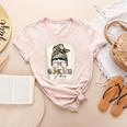 Bleached Messy Bun Game Day Vibes Baseball Mom Game Day Women's Heather T-Shirt Heather Peach Bleached Messy Bun Game Day Vibes Baseball Mom Game Day Women's Heather T-Shirt Heather Peach
