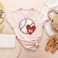 Custom Baseball Mom Number 34 Heart For Mom Mommy Women's Heather T-Shirt Heather Peach