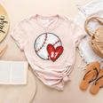 Custom Baseball Mom Number 87 Heart For Mom Mommy Women's Heather T-Shirt Heather Peach