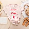 My Favorite Baseball Player Calls Me Mimi For Baseball Mom Women's Heather T-Shirt Heather Peach