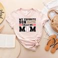 My Favorite Son Calls Me Mom Baseball Mom Women's Heather T-Shirt Heather Peach My Favorite Son Calls Me Mom Baseball Mom Women's Heather T-Shirt Heather Peach