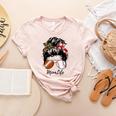 Football Mom Baseball Mom Life Messy Bun Mom Of Both Women's Heather T-Shirt Heather Peach