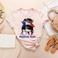 French Baseball Mom France Messy Bun Women's Heather T-Shirt Heather Peach French Baseball Mom France Messy Bun Women's Heather T-Shirt Heather Peach