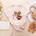 Game Day Vibes Football Baseball Mom Heart Women's Heather T-Shirt Heather Peach