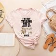 I'm Not Yelling This Is Just My Baseball Mom Voice Baseball Women's Heather T-Shirt Heather Peach I'm Not Yelling This Is Just My Baseball Mom Voice Baseball Women's Heather T-Shirt Heather Peach