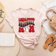 Loud Proud Baseball Mom Red Team Leopard Baseball Mom Squad Women's Heather T-Shirt Heather Peach