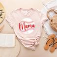 Mama Baseball Mom Women's Heather T-Shirt Heather Peach