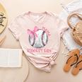 Mama Biggest Fan Coquette Bow Baseball Mom Fan Mother's Day Women's Heather T-Shirt Heather Peach Mama Biggest Fan Coquette Bow Baseball Mom Fan Mother's Day Women's Heather T-Shirt Heather Peach