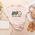 Peace Love Baseball Lover Motif For Women Pink Baseball Mom Women's Heather T-Shirt Heather Peach
