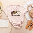 Peace Love Baseball Mom Leopard Print Cheetah Pattern Women's Heather T-Shirt Heather Peach