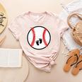Pregnant Baseball Mom Pregnancy Announcement Baby Feet Belly Women's Heather T-Shirt Heather Peach
