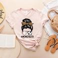 Soccer Baseball Mom Of Both Messy Bun Leopard Mother's Day Women's Heather T-Shirt Heather Peach Soccer Baseball Mom Of Both Messy Bun Leopard Mother's Day Women's Heather T-Shirt Heather Peach